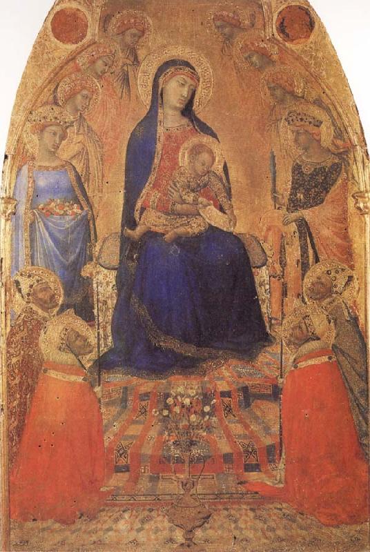 Ambrogio Lorenzetti Madonna and Child Enthroned,with Angels and Saints Norge oil painting art